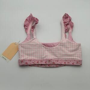 Blogilates Women's Ruffle Corset Sports Bra Pink Gingham XS